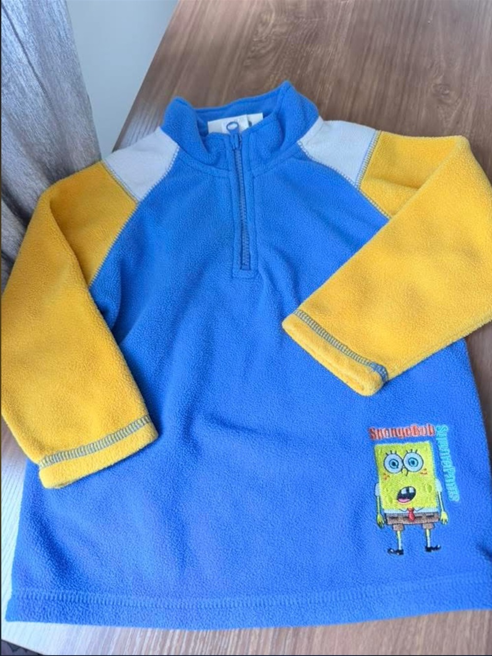VINTAGE - 3T SpongeBob Blue & Yellow Kids Fleece Pullover